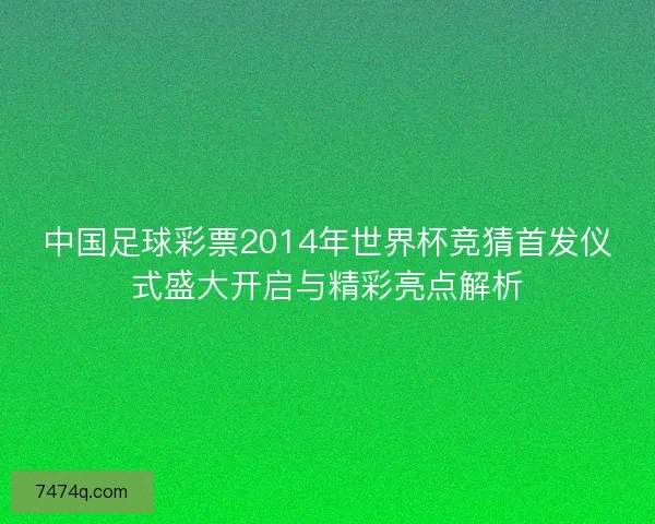 中国足球彩票2014年世界杯竞猜首发仪式盛大开启与精彩亮点解析